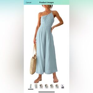 Elegant One-Shoulder Blue Jumpsuit